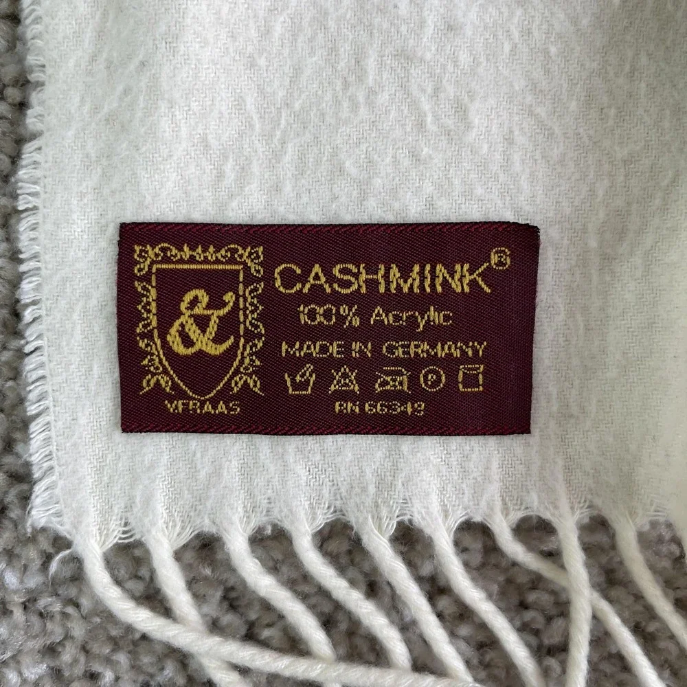 Cashmink Rectangle Scarf Womens One Size White Fringe Acrylic Germany Winter